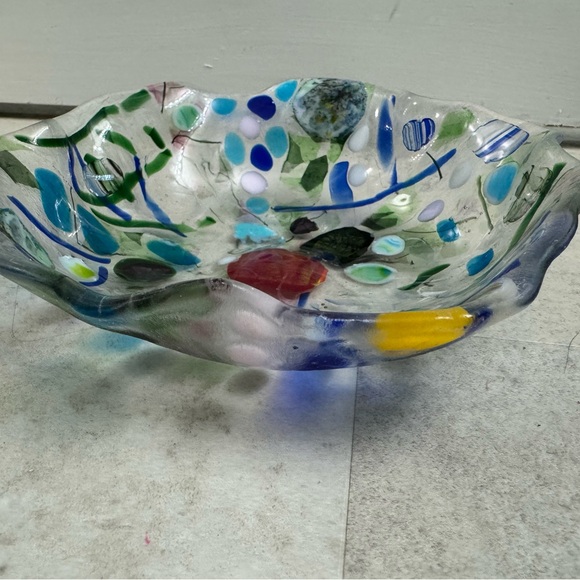 Fused, glass art glass bowl, decorative piece - Picture 2 of 14